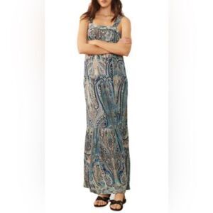 BA&SH Blue Paisley Baraka Maxi Dress, Size XS